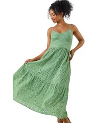 Roman - Petite Broderie Strappy Maxi Dress - Lyst