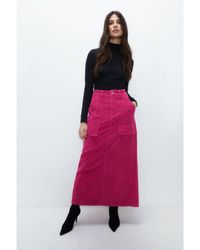 Warehouse - Cord Pocket Detail Midi Skirt Cotton - Lyst