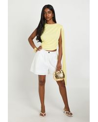 Boohoo - Sheer Textured Ruched Drape Detail Top - Lyst