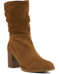 Dune - Ladies Prominent Ruched Block-Heeled Ankle Boots - Lyst