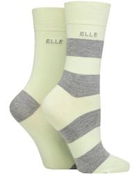 Elle - 2 Pack Ladies Striped And Plain Bamboo Socks - Lyst