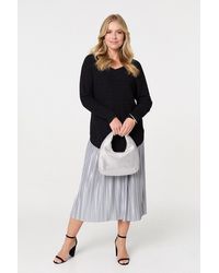 Izabel London - Textured V-Neck Relaxed Curve Hem Jumper - Lyst