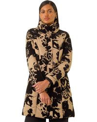 Roman - Floral Flock Detail Padded Coat - Lyst