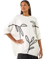 Roman - Leaf Embroidered Knit Jumper - Lyst