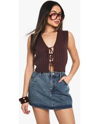 Boohoo - Knitted Tie Detail Waistcoat - Lyst