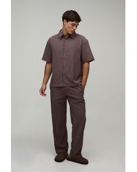 BoohooMAN - Stripe Seersucker Oversized Shirt & Relaxed Trouser Set - Lyst