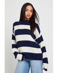 Boohoo - Soft Knit Stripe Crew Neck Jumper - Lyst