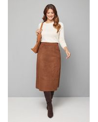 Wallis - Faux Suede Seam Detail Midi Skirt - Lyst