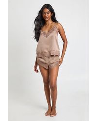 Boohoo - Eyelash Lace Trim Cami & Shorts Pyjama Set - Lyst
