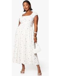 Boohoo - Plus Bengaline Ditsy Midi Skater Dress - Lyst