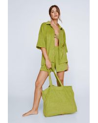 Nasty Gal - Towelling Shirt And Shorts 4 Piece Cover Up Set - Lyst