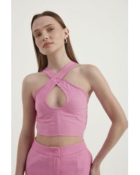 Hiccup - Halter Cut Out Crop Top - Lyst