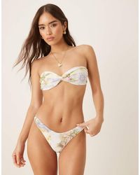 ASOS - Sunny Tropical Print Florida High Leg Bikini Bottom - Lyst