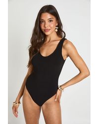 Boohoo - Textured Scoop Swimsuit - Lyst