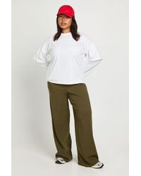 Boohoo - Plus Basic Rib Straight Leg Trouser - Lyst
