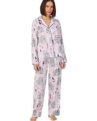 DKNY - Long Sleeve Notch Top And Pant Sleep Set - Lyst