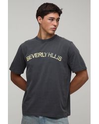 BoohooMAN - Washed Regular Beverly Hills Print T-Shirt - Lyst
