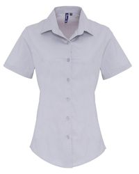PREMIER - Ladies Stretch Fit Poplin Short Sleeve Blouse - Lyst