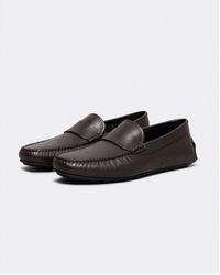 BOSS - Boss Noel Nappa-Leather Driving Moccasins With Embossed Logo - Lyst