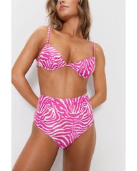 Warehouse - Zebra Underwire High Waisted Short Bikini Set - Lyst
