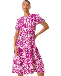 Roman - Abstract Print Midi Shirt Dress - Lyst