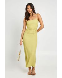 Boohoo - Textured Ruched Waist Midaxi Dress - Lyst