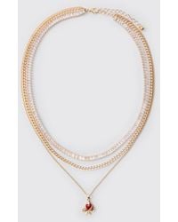 BoohooMAN - Spade Charm Layered Chain Necklace - Lyst