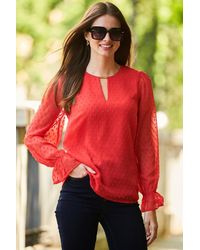 Sosandar - Dobby Print Keyhole Detail Blouse - Lyst