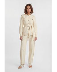 Karen Millen - Cotton Utility Button Detail Tie Waist Shirt - Lyst