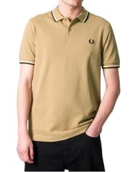 Fred Perry - M3600 Twin Tipped Polo Shirt Warm Stone Cotton - Lyst