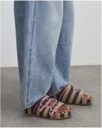 River Island - Sandals Stripe Raffia Footbed Pu - Lyst