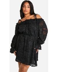 Boohoo - Plus Burnout Floral Lace Up Front Mini Dress - Lyst