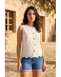 D.u.s.k - Broderie Button Up Blouse - Lyst