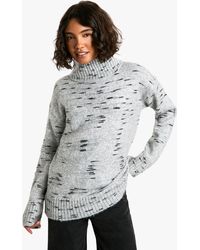 Boohoo - Tall Soft Knit Marl Oversized High Neck Sweater - Lyst