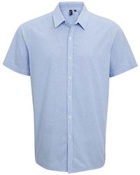 PREMIER - Gingham Cotton Short-Sleeved Shirt (Light/ - Lyst