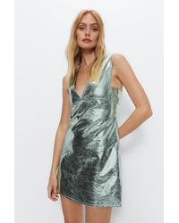 Warehouse - Crackle Faux Leather Mini Shift Dress - Lyst