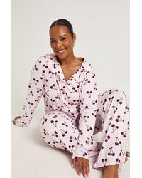 Boohoo - Plus Cherry Print Long Sleeve & Trouser Pj Set - Lyst