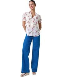 Roman - Textured Spot Floral Print V-Neck Frill Top - Lyst