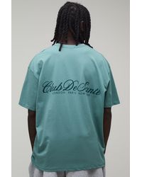BoohooMAN - Washed Oversized Club De Sante Printed T-Shirt - Lyst