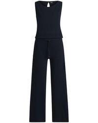 BOSS - Jewel Neck Solid Patterned Sleeveless Jumpsuit - Lyst