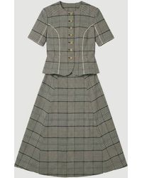 Karen Millen - Petite Tailored Check Peplum Belted Mini Dress - Lyst