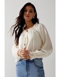 Warehouse - Button Through Smock Blouse Lyocell - Lyst