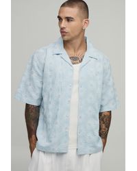 BoohooMAN - Oversized Embroidered Half Sleeve Revere Shirt - Lyst