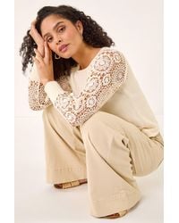 Roman - Crochet Sleeve Knit Jumper - Lyst