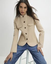 River Island - Jacket Pocket Detail Structured Button - Lyst