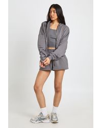 Boohoo - Tall Deep Hem 3 Piece Crop Zip Through Short Tracksuit - Lyst