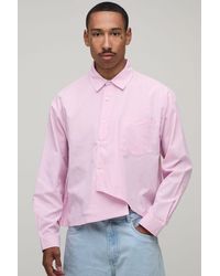 BoohooMAN - Oversized Boxy Asymmetric Placket Stripe Shirt - Lyst