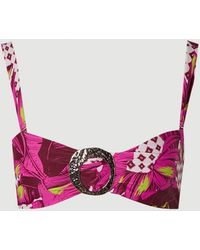 Karen Millen - Tropical Bandeau Metal Trim Detail Bikini Top - Lyst