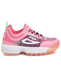 Fila pink lilac and yellow outlet disruptor 3 zip sneakers