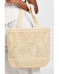 Boohoo - Basic Lined Straw Beach Bag - Lyst